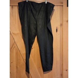 New! Terra & Sky Women's Plus Size 2X Fitted Legging Black Faux Leather Pull-On
